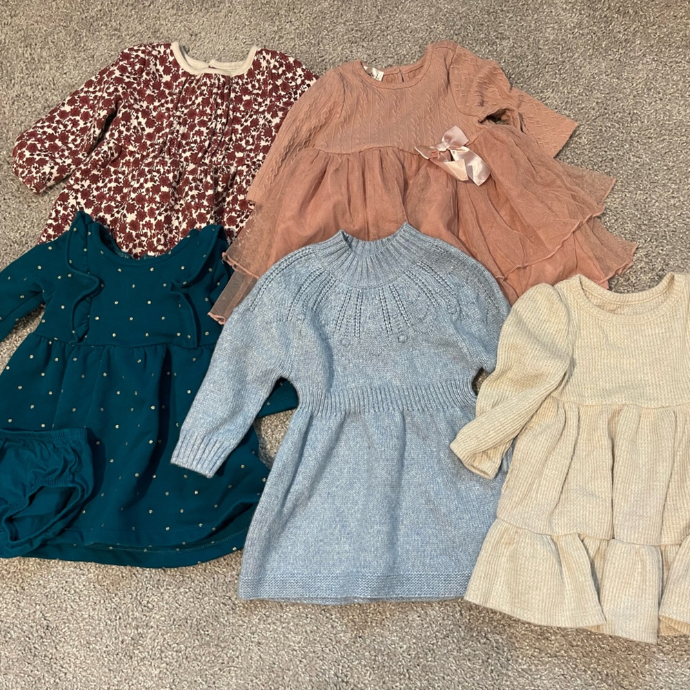 Lot of long sleeve dresses 9-12 mos